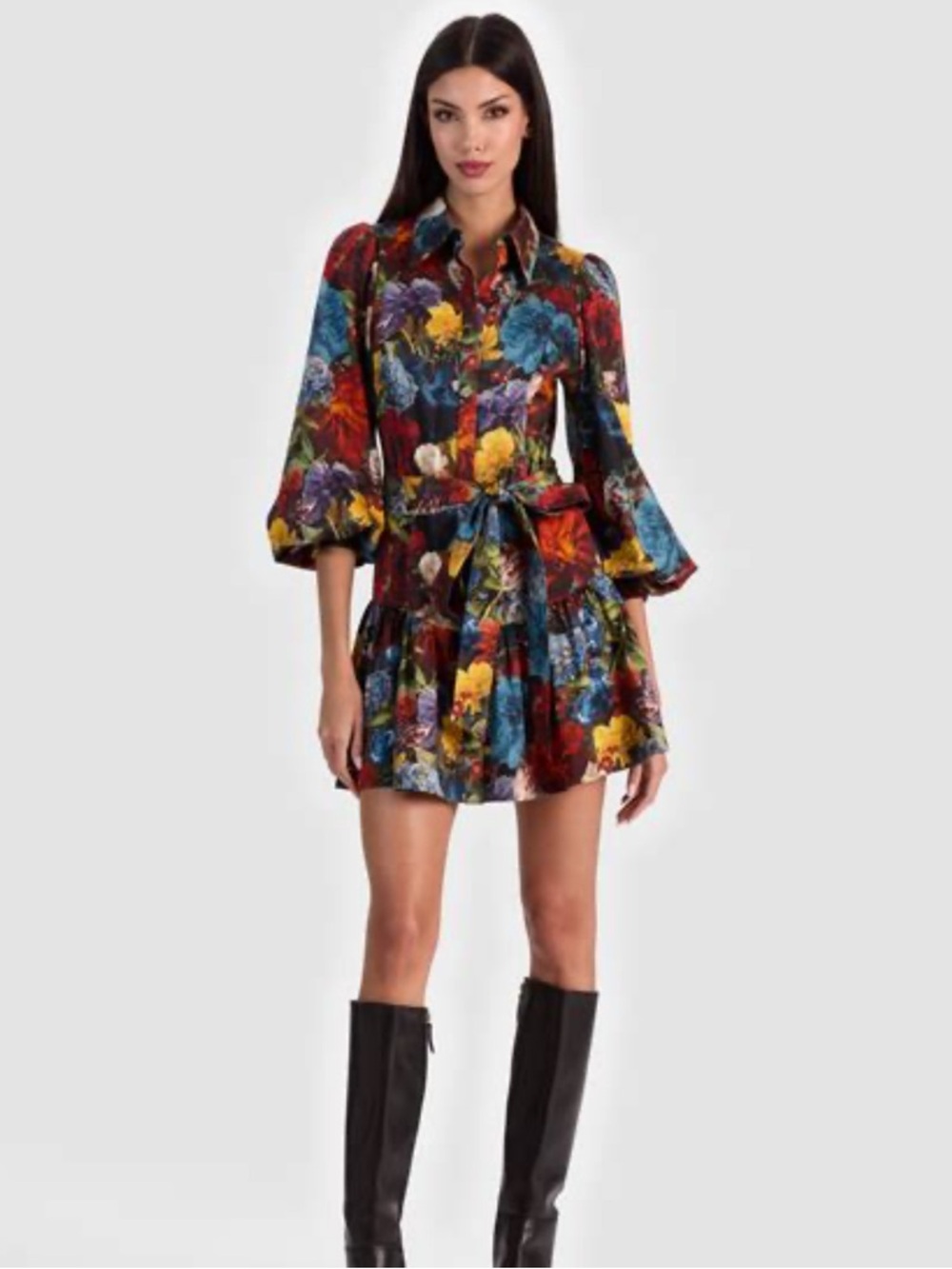 ALICE & OLIVIA Lily Long Sleeve Floral Shirtdress Sz 10 -NWT $550